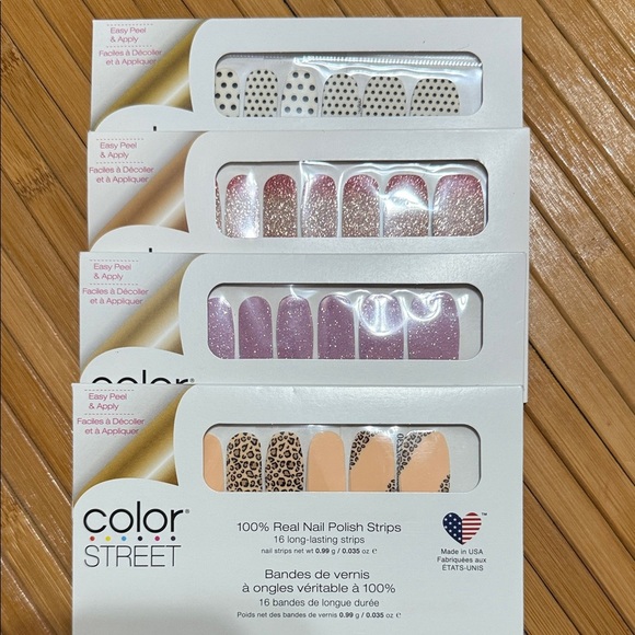 Color Street Nail Strips - Pink Glitter, Purple Glitter, Leopard, Polka Dot - Picture 1 of 5